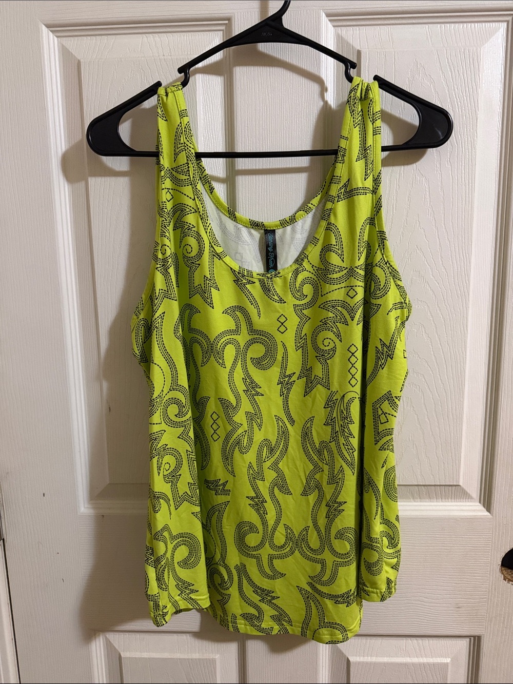 Sleeveless Neon Lime Patterned Tank Top - Sterling Kreek